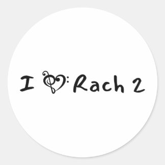 Rach 2 Minimalist Black Text Klassische Musik Runder Aufkleber