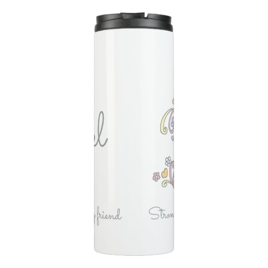 Rachael name meaning decorative letter R Thermosbecher (Rückseite)