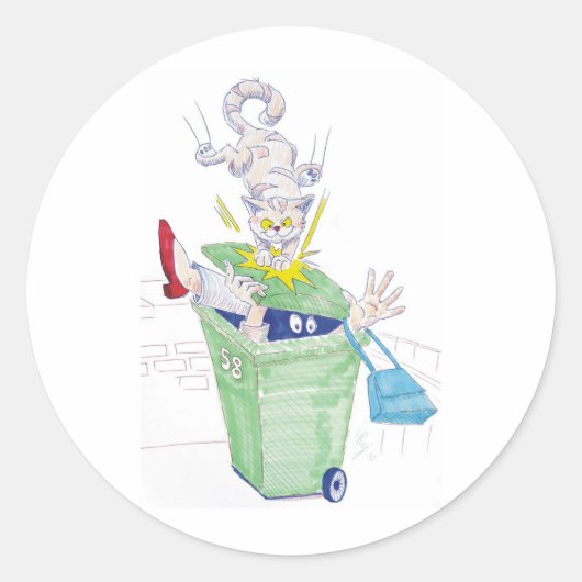 Rache der Wheelie bin Katze! Runder Aufkleber (Vorderseite)