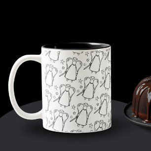 Racheengel Weiß-Schwarz-Muster Zweifarbige Tasse
