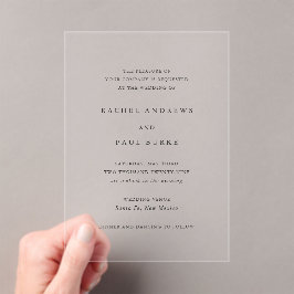 Rachel Formal Elegant Wedding Acryleinladungen