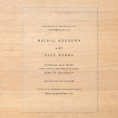 Rachel Formal Elegant Wedding Save the Date Acryleinladungen (Vorderseite)