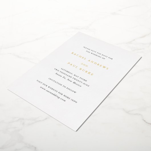 Rachel Formal Elegant Wedding Save the Date Folieneinladung (Gedreht)