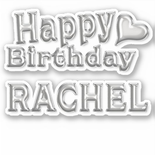 Rachel Happy Birthday silver Aufkleber Sticker (Vorderseite)