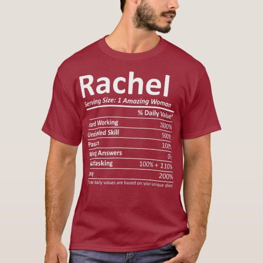 RACHEL Nutrition Personalisiert Name Funny Gift T-Shirt (Vorderseite)