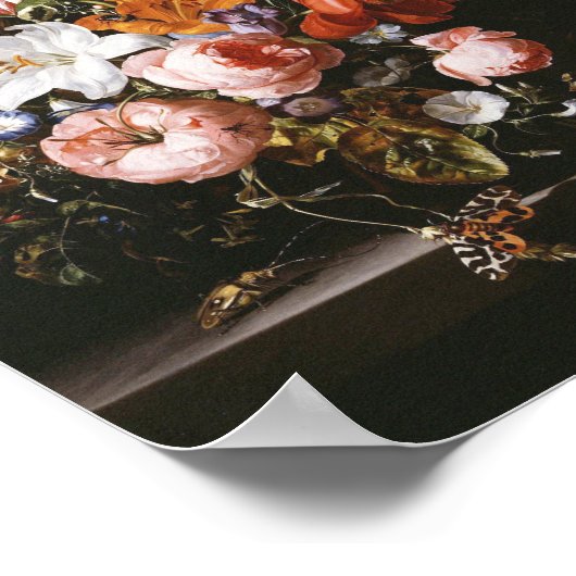 Rachel Ruysch - Blume in einer Glasvase Poster (Ecke)