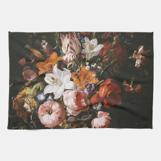 Rachel Ruysch - Blumen in einem Glasvase Geschirrtuch (Horizontal)
