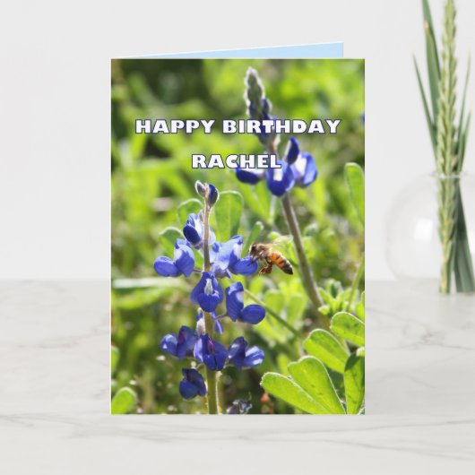 Rachel Texas Bluebonnet Happy Birthday Karte (Vorderseite)