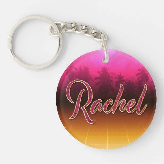 Rachel Vorname Name golden pink Schlüsselanhänger (Vorderseite)