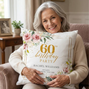 Rachel Williams 60. Geburtstagsfeier Floral Gold Kissen