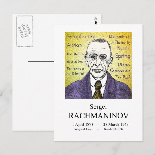 Rachmaninov Postkarte (Vorne/Hinten)