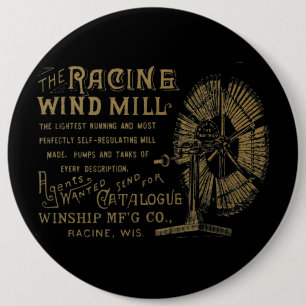 Racine Wind Mill Racine Wisconsin Button