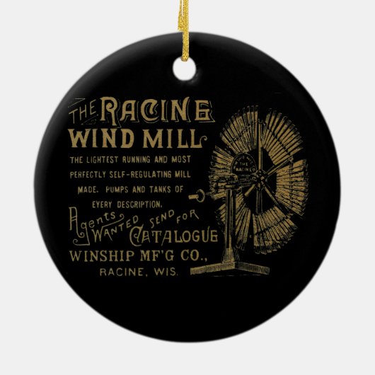 Racine Wind Mill Racine Wisconsin Keramik Ornament (Hinten)