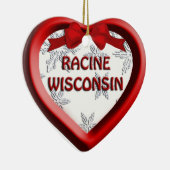 Racine Wisconsin Herz - Weihnachtsgeschenk Keramikornament (Rechts)