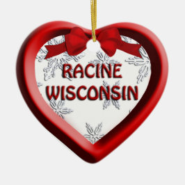 Racine Wisconsin Herz - Weihnachtsgeschenk Keramikornament
