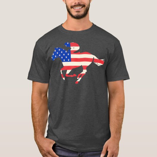 Racing American Flag Reittier Jockey T-Shirt (Vorderseite)