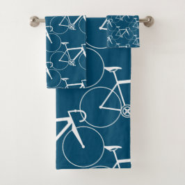 RACING BICYCLE MOTIF IN BLAU UND WEISS BADHANDTUCH SET