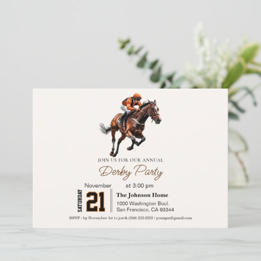 Racing Birthday Derby Party Einladung (Stehend Vorderseite)