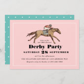 Racing Birthday Derby Party Pink Einladung (Vorne/Hinten)