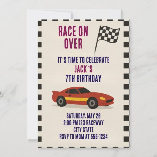 Racing Birthday  Einladung (Vorderseite)