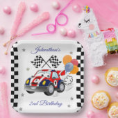 Racing Birthday Party | Race Car & Checked Flag Pappteller (Party)