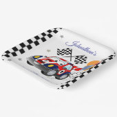 Racing Birthday Party | Race Car & Checked Flag Pappteller (Gewinkelt)