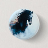 Racing Black Horse Portrait Minimalist Button (Vorderseite)