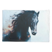 Racing Black Horse Portrait Minimalist Kissenbezug (Rückseite)