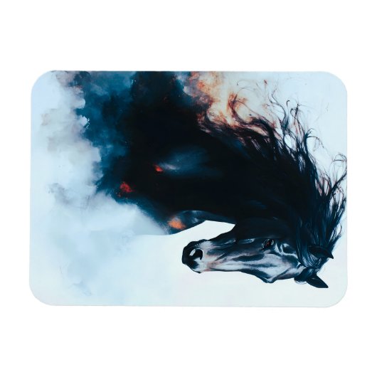  Racing Black Horse Portrait Minimalist Magnet (Horizontal)