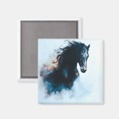  Racing Black Horse Portrait Minimalist Magnet (Vorderseite/Rückseite)