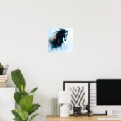 Racing Black Horse Portrait Minimalist Poster (Heimbüro)