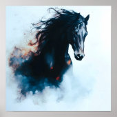 Racing Black Horse Portrait Minimalist Poster (Vorne)
