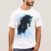  Racing Black Horse Portrait Minimalist T-Shirt (Vorderseite)