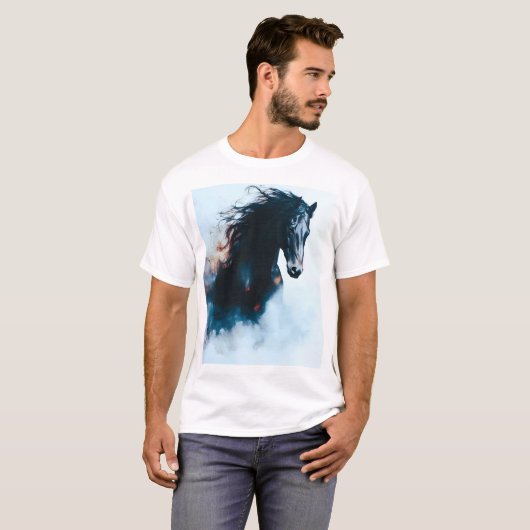  Racing Black Horse Portrait Minimalist T-Shirt (Vorne ganz)
