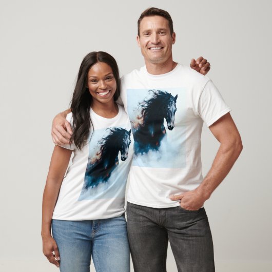  Racing Black Horse Portrait Minimalist T-Shirt (Unisex)