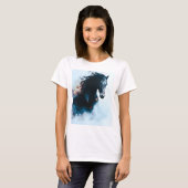  Racing Black Horse Portrait Minimalist T-Shirt (Vorne ganz)