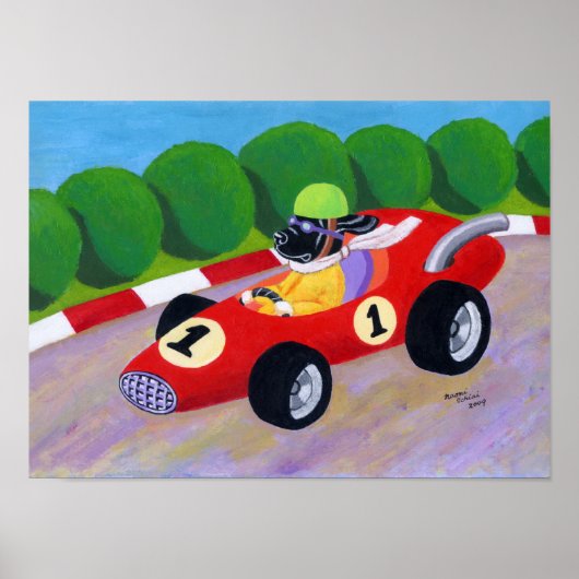 Racing Black Labrador Artwork Poster (Vorne)