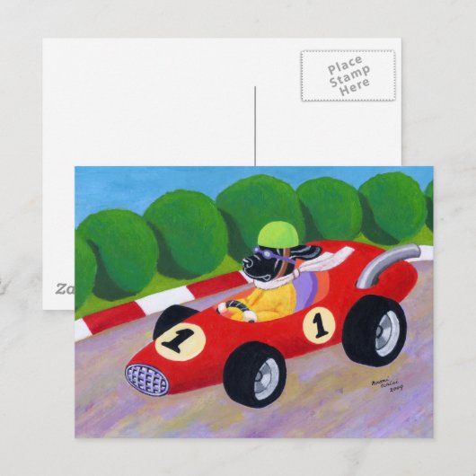 Racing Black Labrador Postkarte (Vorne/Hinten)