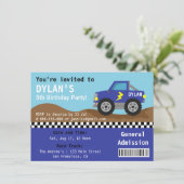 Racing Blue Monster Truck Party, Eintrittskarte Einladung (Stehend Vorderseite)