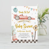 Racing Boy Baby Shower Einladung (Stehend Vorderseite)