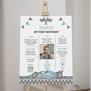 Racing Car 1. Geburtstag Foto Milestone Poster