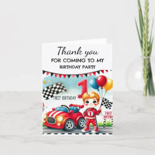 Racing Car 1. Geburtstag Party Junge Niedlich Dankeskarte