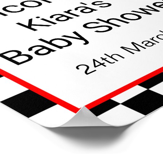 Racing Car Baby Duschzeichen DRUCKT Poster (Ecke)