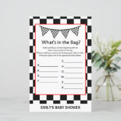 Racing Car Baby Shower Game PRINTED (Stehend Vorderseite)