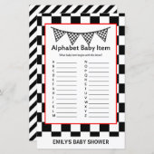 Racing Car Baby Shower Game PRINTED (Vorne/Hinten)