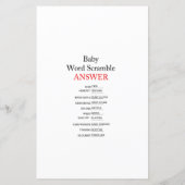 Racing Car Baby Shower Game PRINTED (Rückseite)