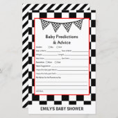 Racing Car Baby Shower Game PRINTED (Vorne/Hinten)