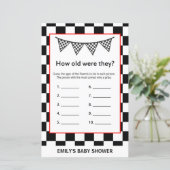 Racing Car Baby Shower Game PRINTED (Stehend Vorderseite)