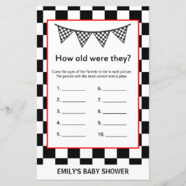 Racing Car Baby Shower Game PRINTED
