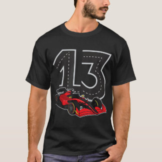 Racing Car Birthday Boy Race Track Number 13 Jahre T-Shirt